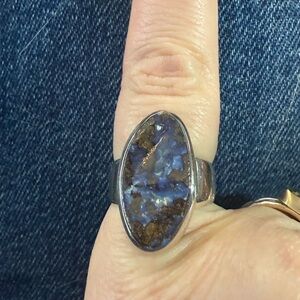 Boulder opal sterling silver ring